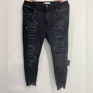 Zara Tapered Distressed Skinny/Stretchy Jeans